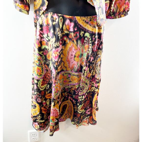 Ralph Lauren 100% Silk Paisley Matching Blouse and Midi Skirt Set Orange Small - Picture 7 of 13